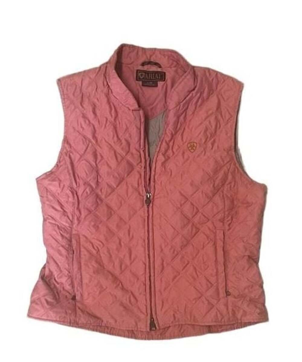 Ariat Quilted Vest Size L Pink Full Zip Equestrian